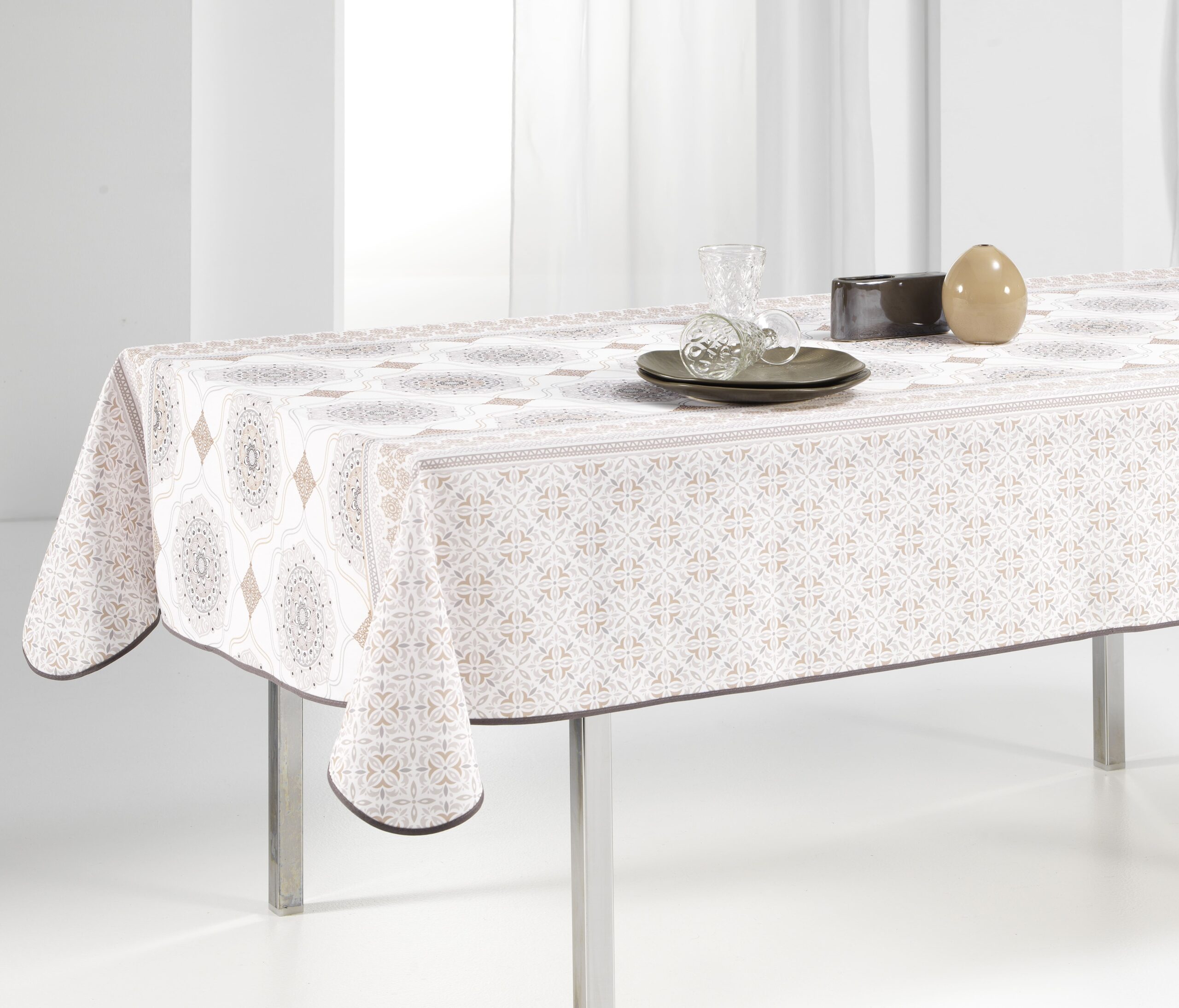 Brand Umi Nappe Rectangulaire Anti Tache Blanche Nappe Salle à Manger Intérieur Impermeable Decoration de la Table Blanc 140x220cm 