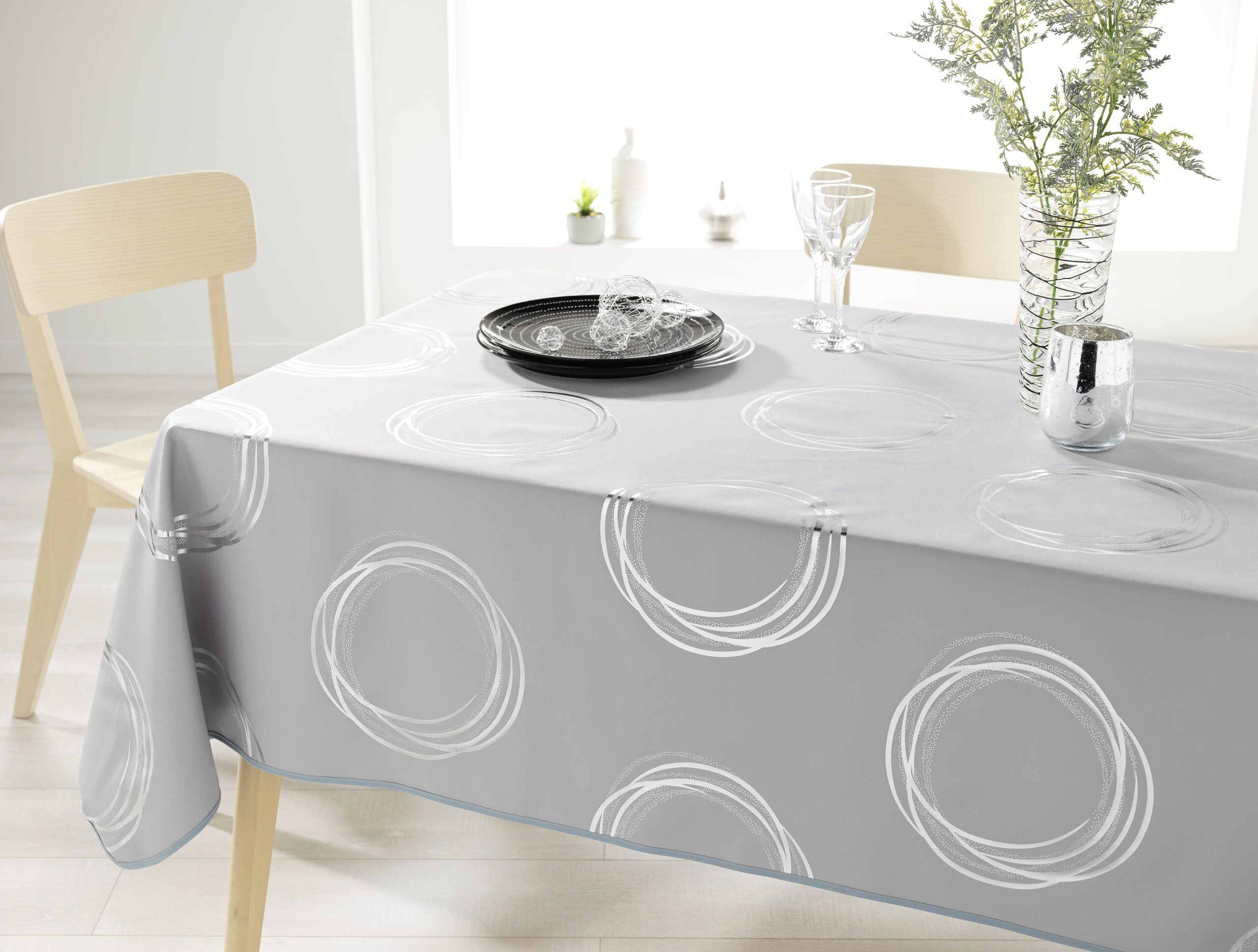 Jupitte Nappe Rectangulaire Anti Tache Tissu avec Tassel Nappe de Table  Lavable Coton Lin Moderne - Gris, …